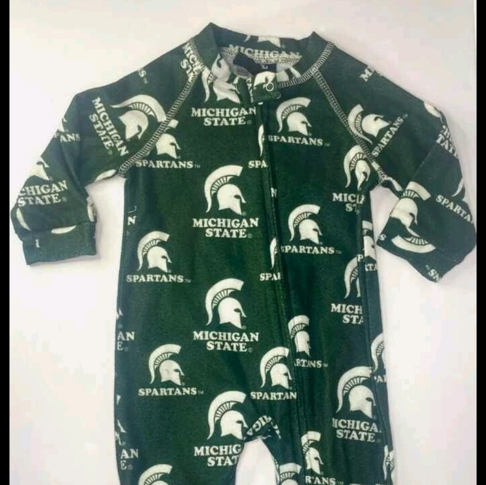 Michigan State Spartans One Piece Infant Pajamas 0-3 Months